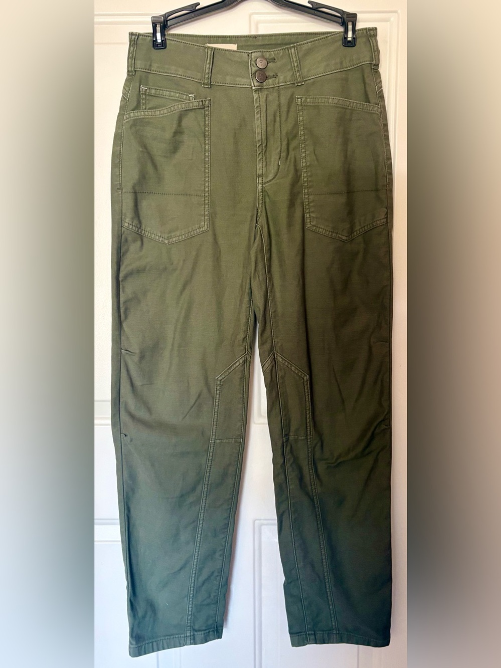 Anthropologie Pilcro Cotton Straight Leg Pants Army Green Sz 25